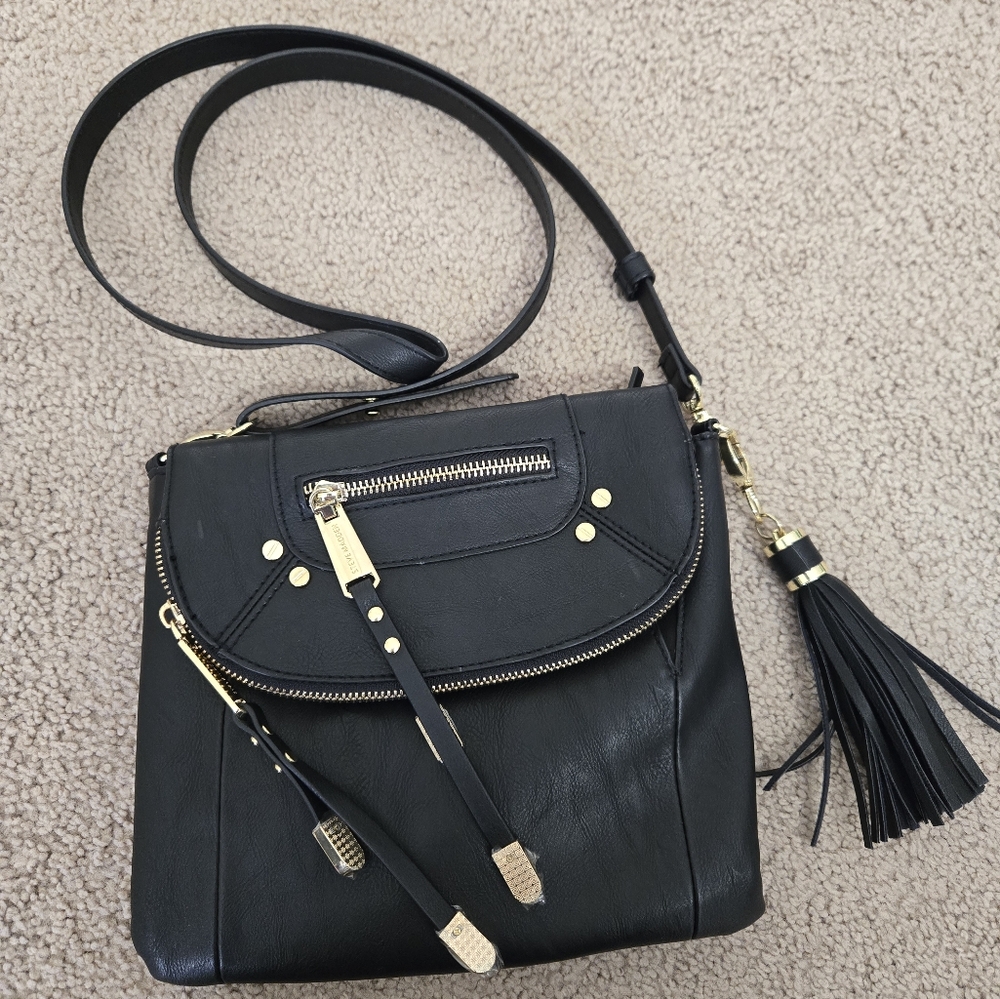 Steve Madden Black Crossbody Bag with Gold Accents